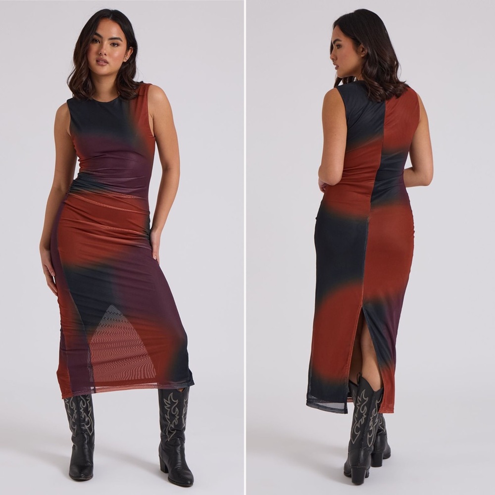 NWT | Micas | Tie Dye Mesh Slit Sleeveless Maxi Dress | Sz M